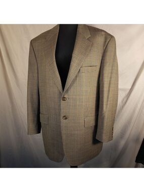 Lauren Ralph Lauren Men's Tan Houndstooth Wool Blazer  - 42S